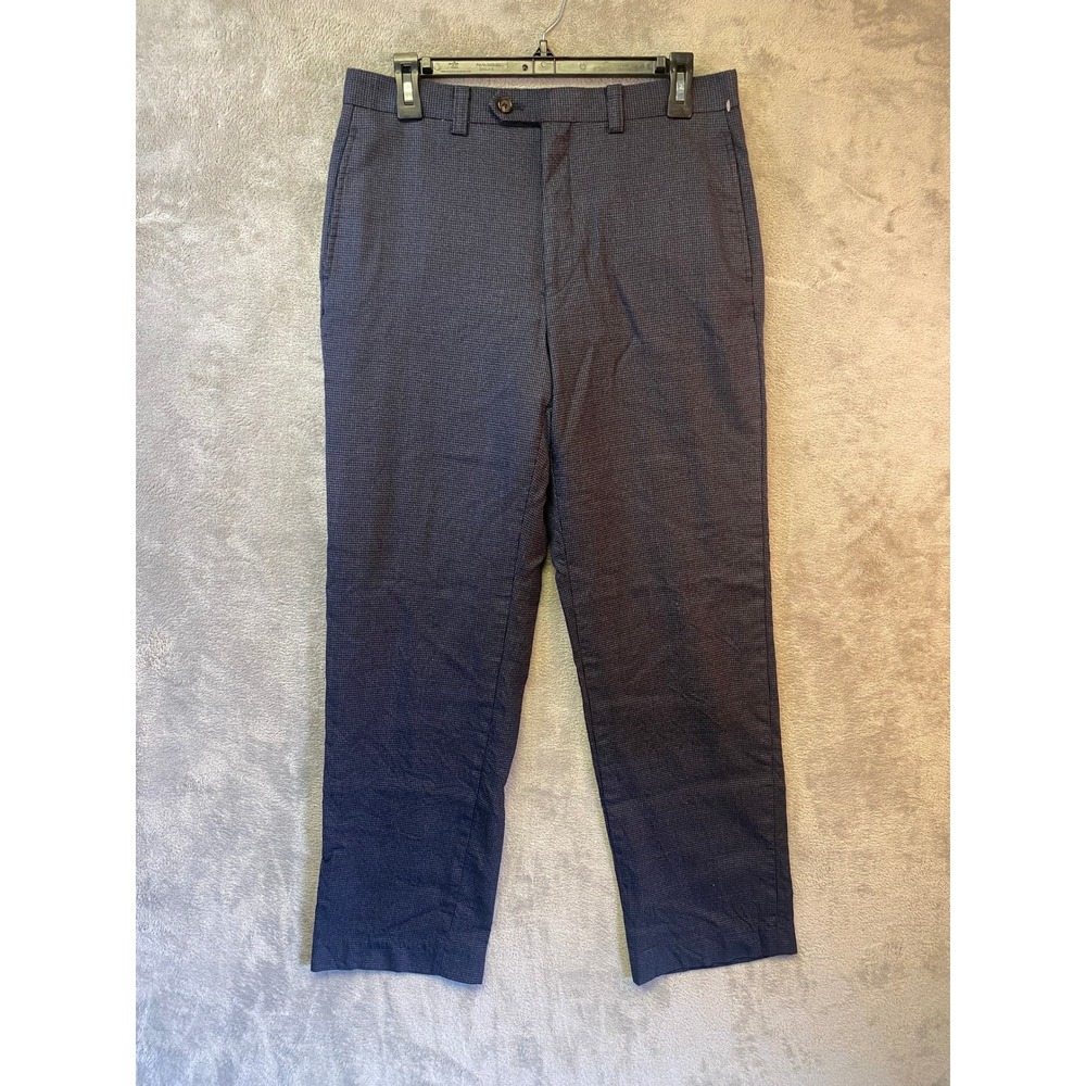 Lauren Ralph Lauren Mens 100% Wool Micro Houndstooth Dress Pants 32W x 32L Navy‎
